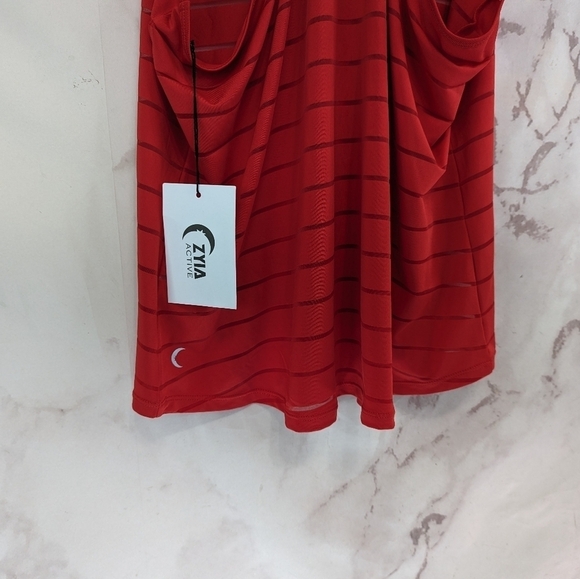 Zyia Active Tank Top Women XXL 2XL Red Sheer Striped Racerback Havana NEW - Picture 9 of 12